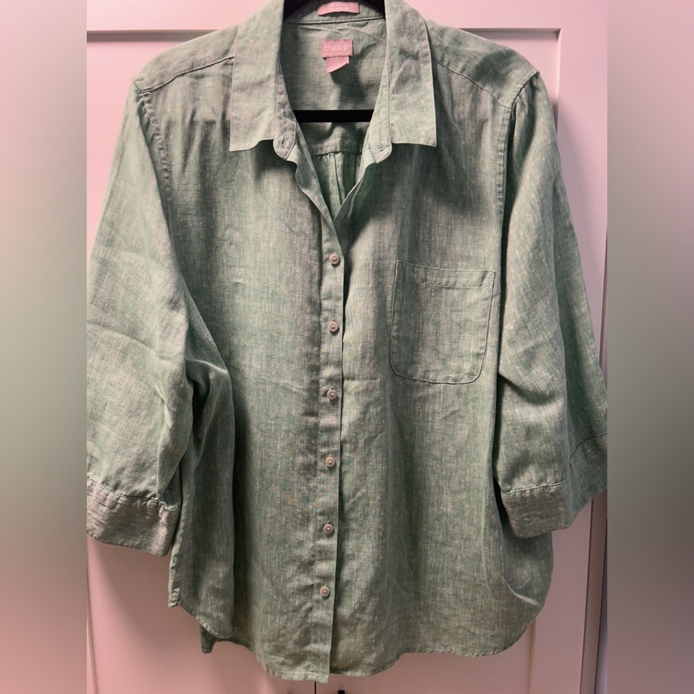 Chico’s NWOT linen blouse 3/4 sleeve SZ4